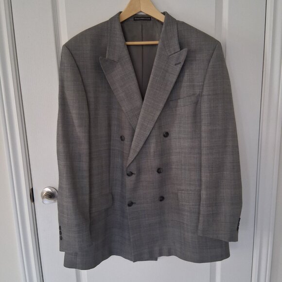 Oscar de la Renta Men’s Blazer 48L Gray Prince of Wales Check 100% Virgin Wool - Picture 1 of 10